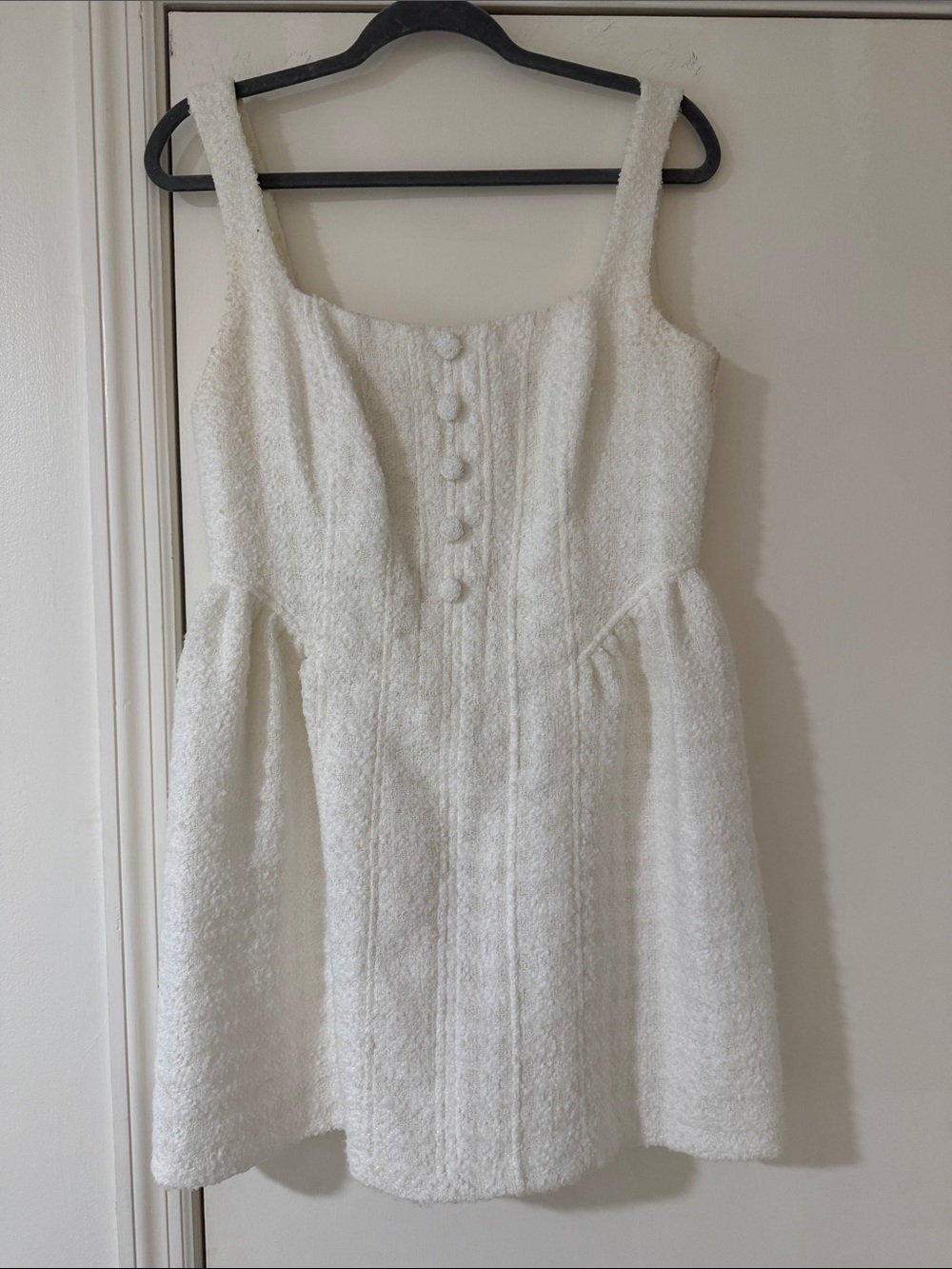 Gianni Bini Cream Textured Bouclé Mini Dress Bridal